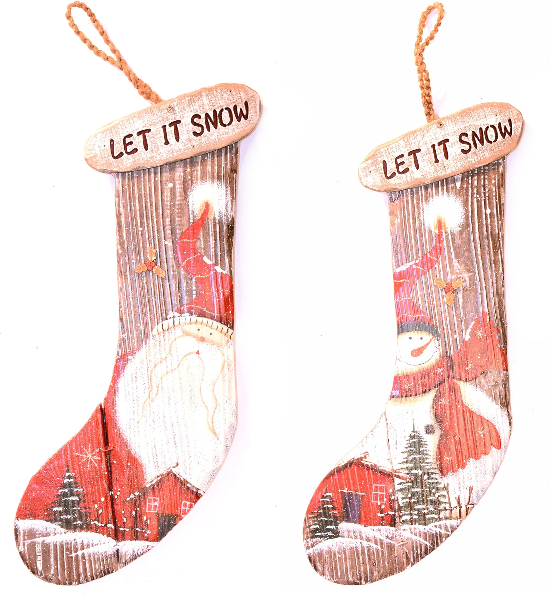 Darice18.9 in. Wood Hanging Stocking, 2 Assorted