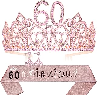 60th Birthday Gift for Women,60th Birthday Crown and Sash,60 & Fabulous Sash,60th Birthday Tiara,Gift for 60 Year Old Woman,60th Birthday Decoration for Women,60th Bday Sash,60th Birthday Party Favor