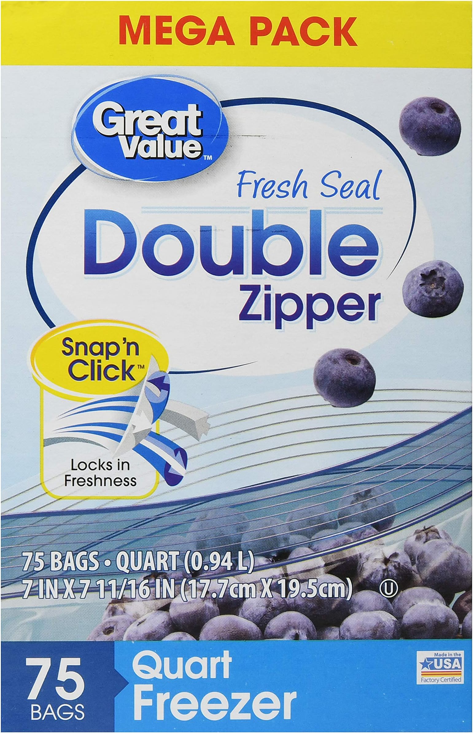 Great Value Double Zipper Gallon Size Storage Bags & 80