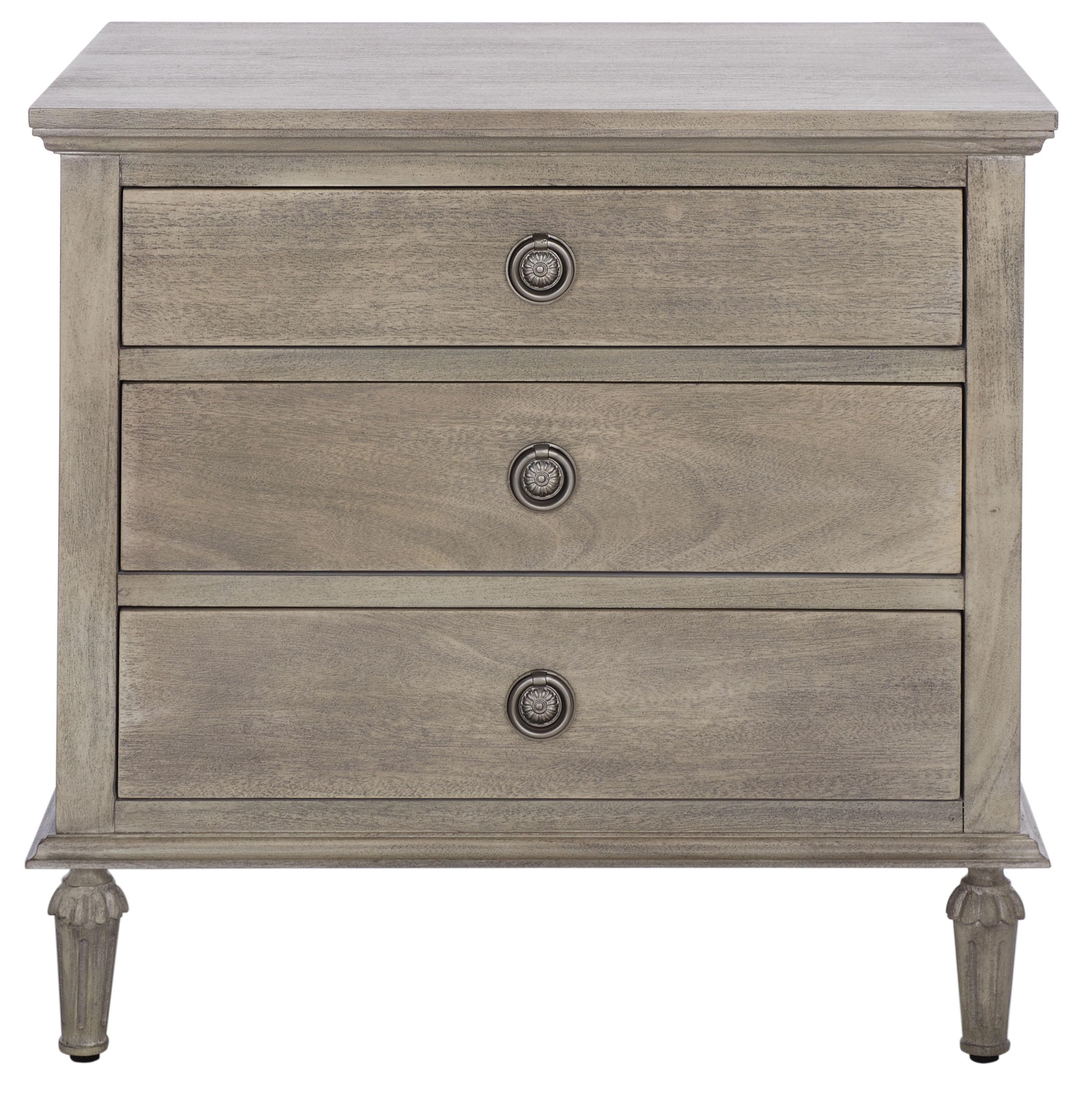 SAFAVIEH Couture Home Collection Lisabet Light Grey 3-Drawer Wood Nightstand Table (Fully Assembled)