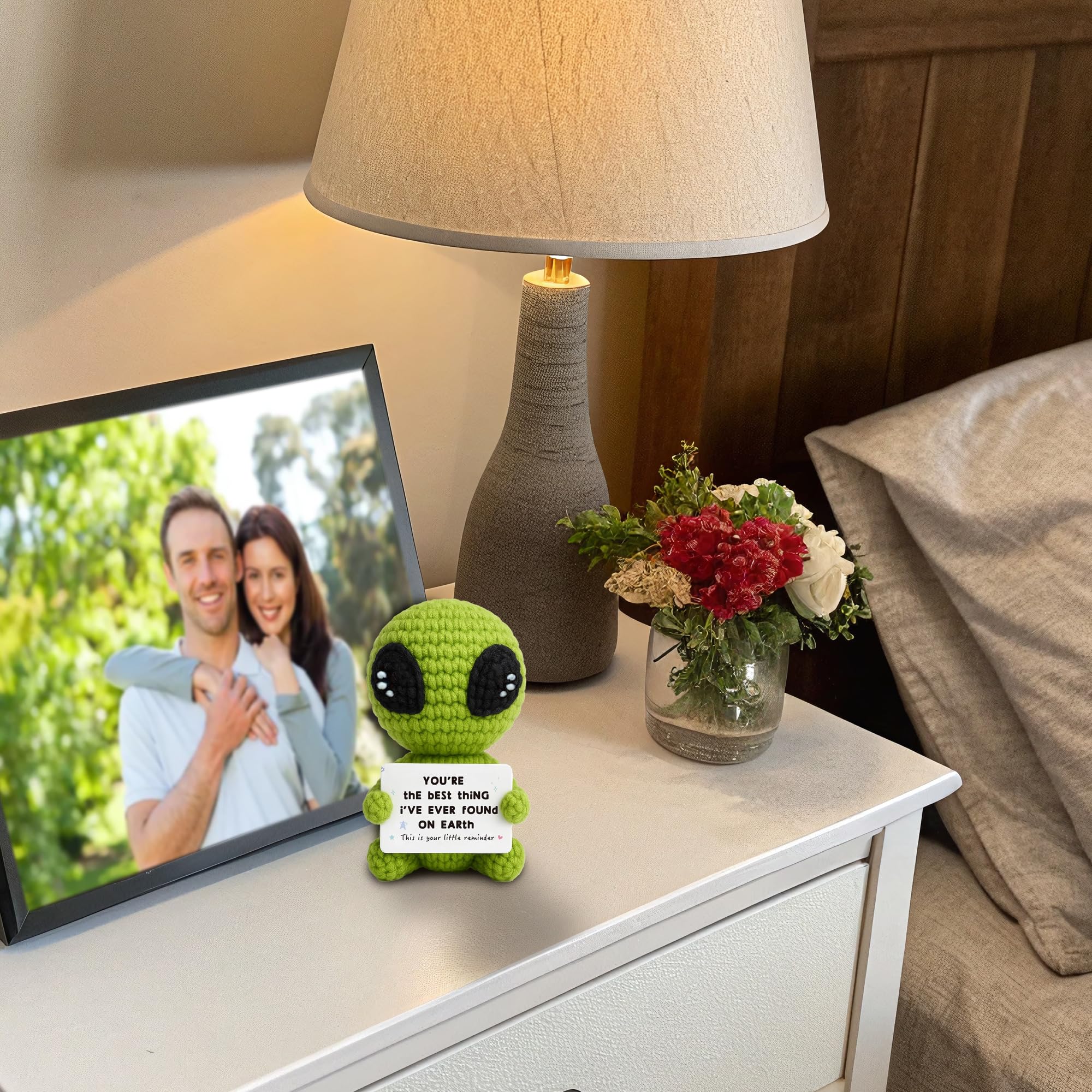 Crochet Alien Plush with Love Message – “You’re the Best Thing I’ve Ever Found on Earth” – Handmade Valentine’s Day Gift for Girlfriend, Boyfriend, Wife or Husband – Cute - 4