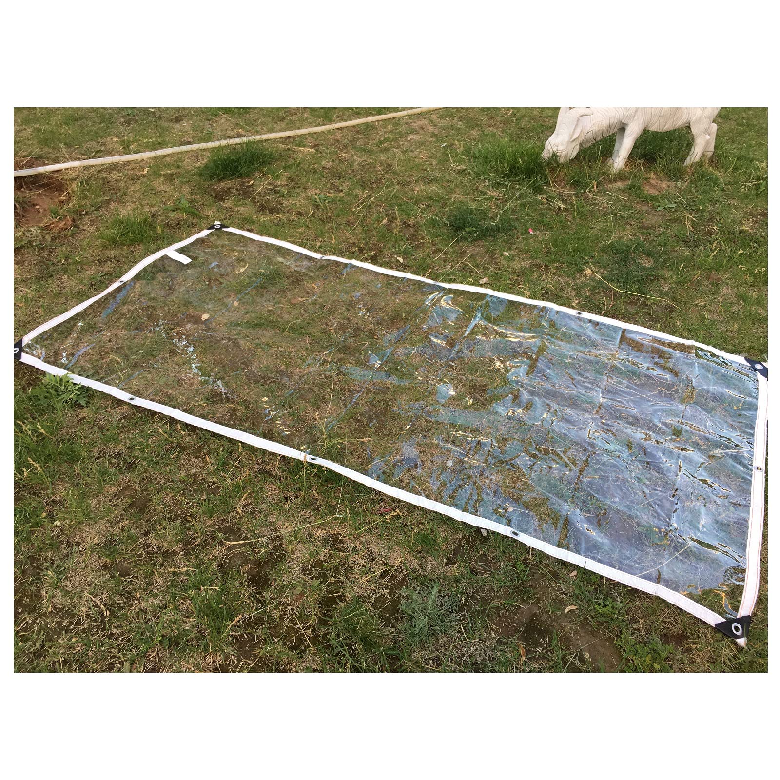 LIJINBO Pokrowce na rośliny, przezroczysta plandeka, wodoodporna, wytrzymała, uniwersalna plandeka, (400 g/m²) plastikowa osłona z oczkami do ogrodu na zewnątrz, pyłoszczelna, 50 rozmiarów (kolor: Przezroczysty, rozmiar: 2 x 6 m)