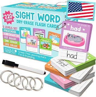 Sight Words Flash Cards Learn to Read Age 3-5 Preschool Learning Activities | 5 Sets Site Words Flash Cards Pre-K Kindergarten 1st 2nd & 3rd Grade, CVC Words, Screen Free Educational Toys Kids Ages 4-8