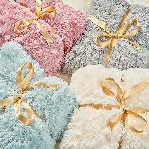 Chanasya - Manta de pelo largo sintético - Manta de felpa ligera y esponjosa de forro polar de microfibra - para sofá cama silla material accesorio