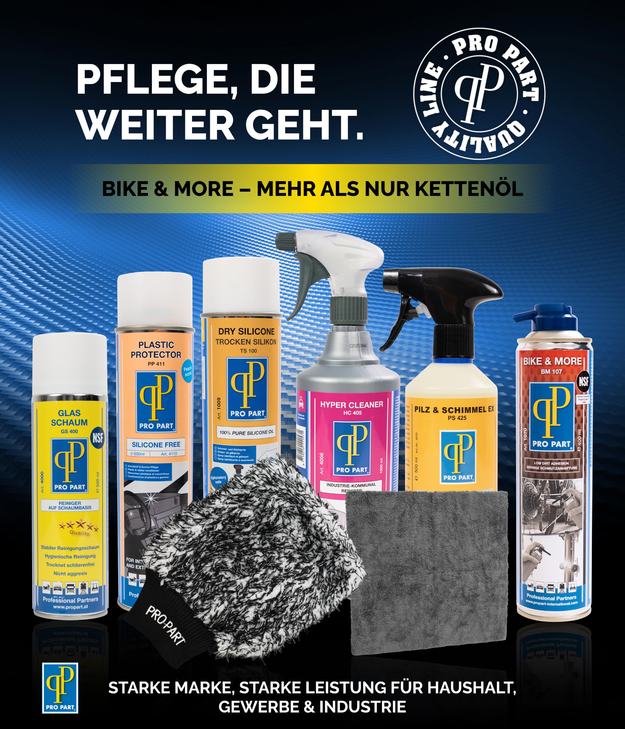 Pro Part® Bike & More BM 107 PTFE Schmierspray 3 x 400 ml – silikonfrei & lösungsmittelfrei – verdrängt Feuchtigkeit, geringe Schmutzanhaftung – Für Fahrradkette, Türschloss, Laufband – PTFE Spray