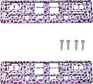 Couple(2pcs) Purple Leopard Print Car License Plate Ambient Holder Frame Surround ..