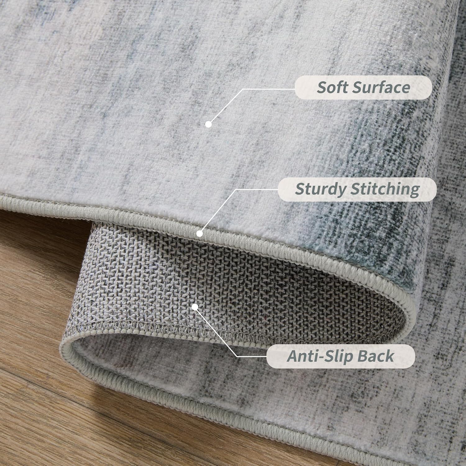 Tangsoo Modern 2x5 Washable Runner Rug, Abstract Non Slip Runner Rugs for Hallway, Grey Indoor Soft Low Pile Contemporary Accent Rug for Laundry Entryway Bedroom Living Room Kitchen Bathroom