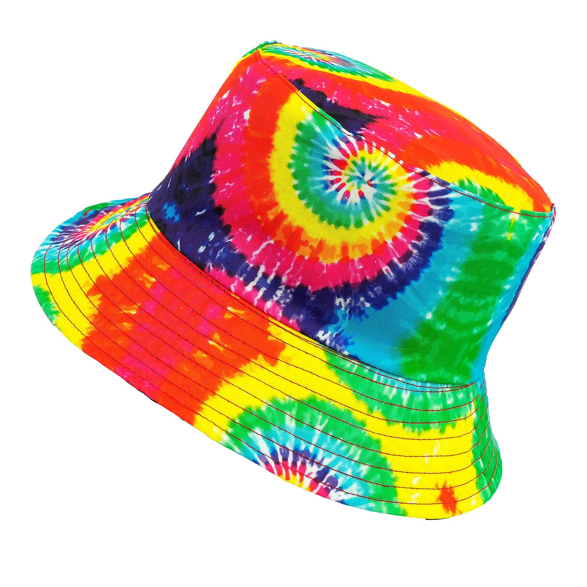 Adult 1960s Tie Dye Bucket Hat Retro Fancy Dress