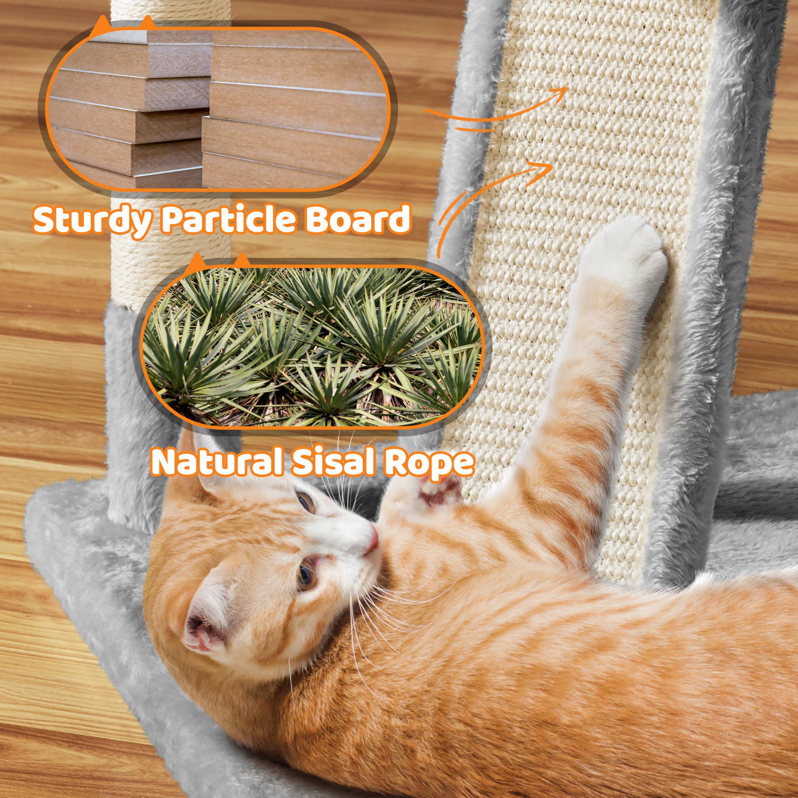 Yaheetech Árbol Rascador para 3-5 Gatos Adultos de Altura 175 cm Grande Torre para Gatos Mascota con 3 Plaraformas Gris Claro