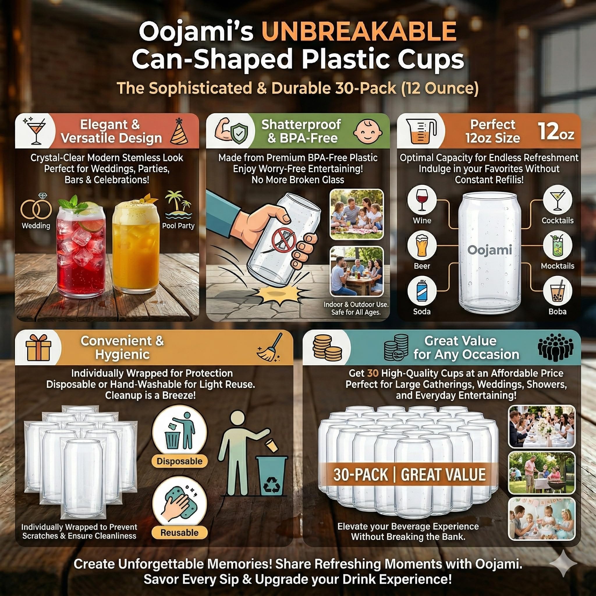 Can Shaped Plastic Cups - Clear Disposable Tumblers -2
