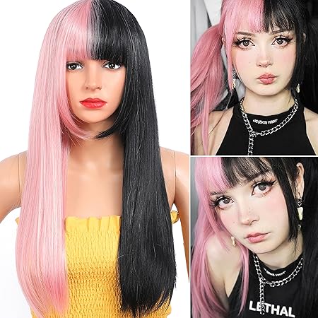 Peluca rosa y negra Clearance