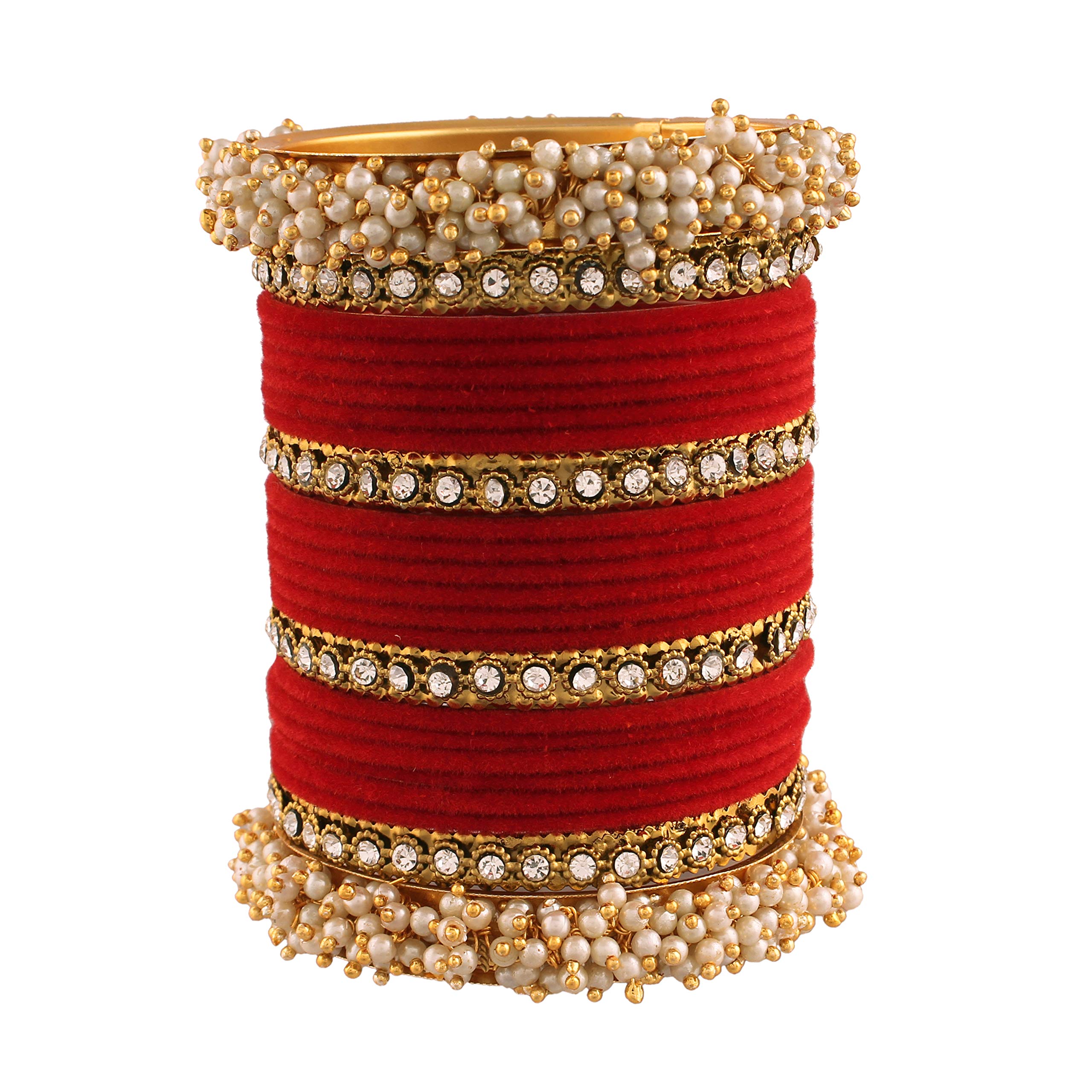 See full amazon price history chart for I Jewels 18K Gold Plated Traditional Red Velvet Chuda Bangle Set With Pearl Kada for Bridal/Women/Girls (Pack of 1) (ADB316R-c) (Red) I Jewels 18K Gold Plated Traditional Red Velvet Chuda Bangle Set With Pearl Kada for Bridal/Women/Girls (Pack of 1) (ADB316R-c) (Red) (B092982XT7) Amazon Price History, Amazon Price Tracker