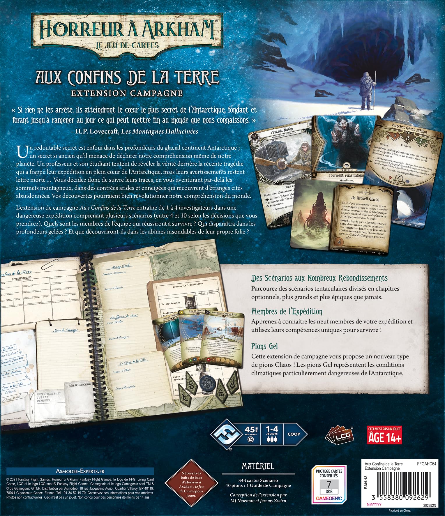 Asmodee - Horror w Arkham JCE - FFG - Confins de la Earth - Rozszerzenie kampanii - Narracyjna gra karciana - 1 do 4 graczy - od 14 lat - w języku francuskim