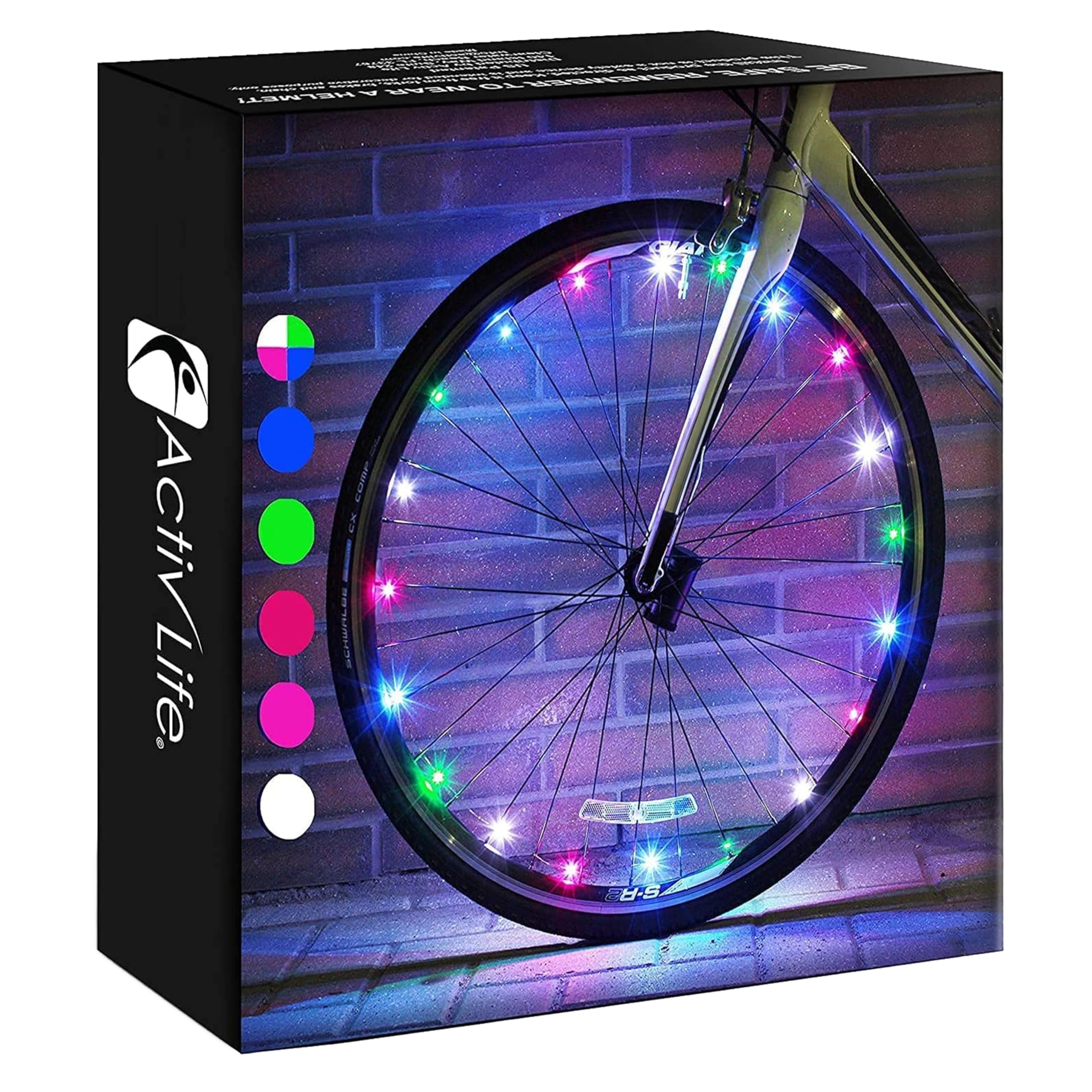 Activ Life 2-Tire Pack LED Bike Wheel Lights with Batteries Included, Get 100% Brighter and Visible from All Angles for Ultimate Safety and Style