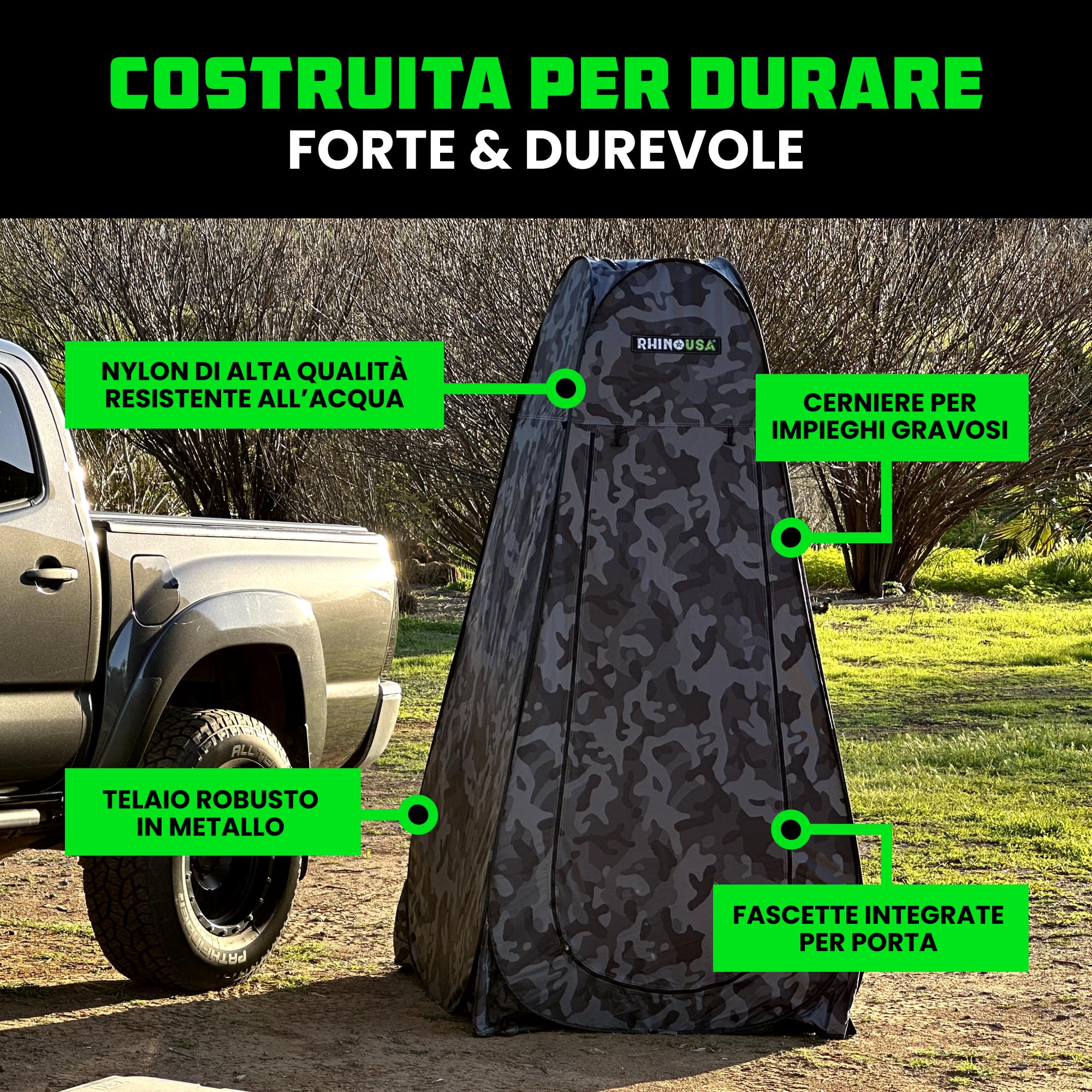 Rhino USA Tenda portatile pop up per cambiare privacy, doccia da campeggio all'aperto, toilette da campeggio, riparo dalla pioggia per spiaggia e campeggio, leggera e robusta, installazione istantanea