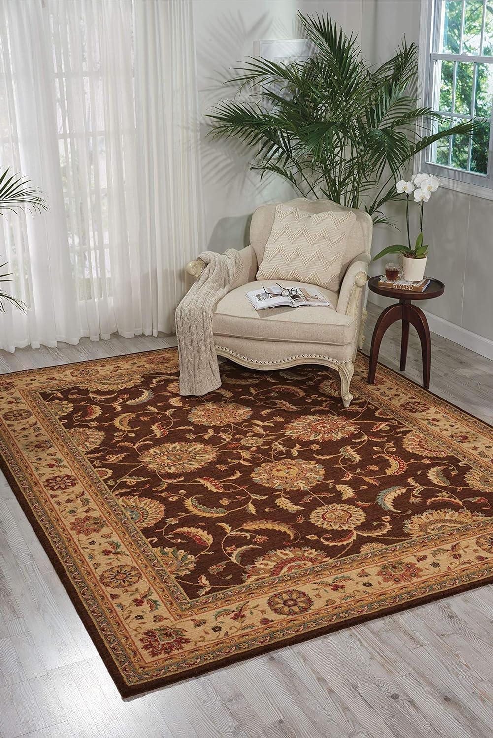 Nourison Home Living Treasures Brown 2'6" x 4'3" Area Rug - Easy Clean, Non Shedding, Bed Room, Living Room, Dining Room, Kitchen (3' x 4')