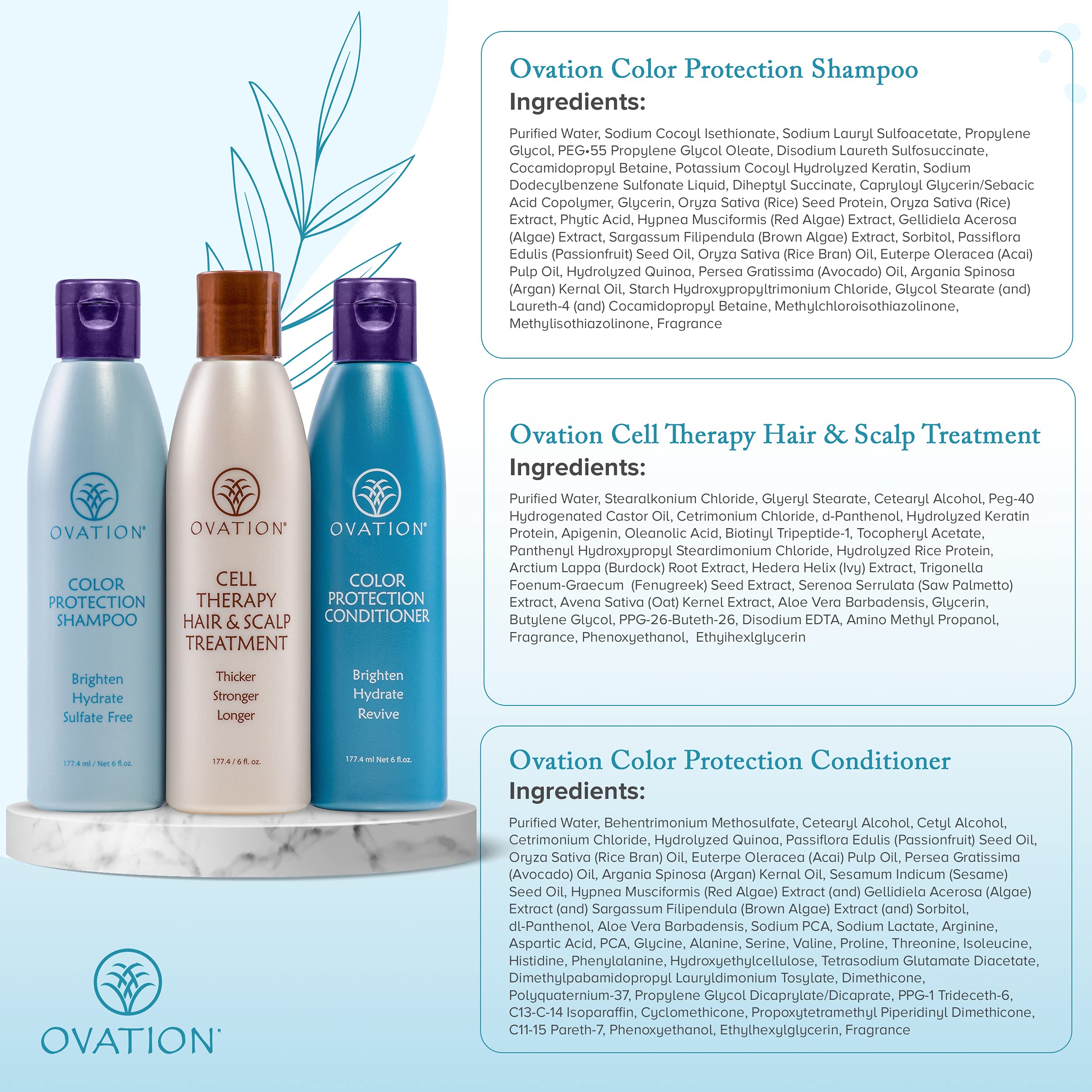 Ovation Hair Color Protection Cell Therapy 6 oz System - Color Protection  Shampoo and Conditioner, Cell Therapy Hair & Scalp Treatment - Hair ...
