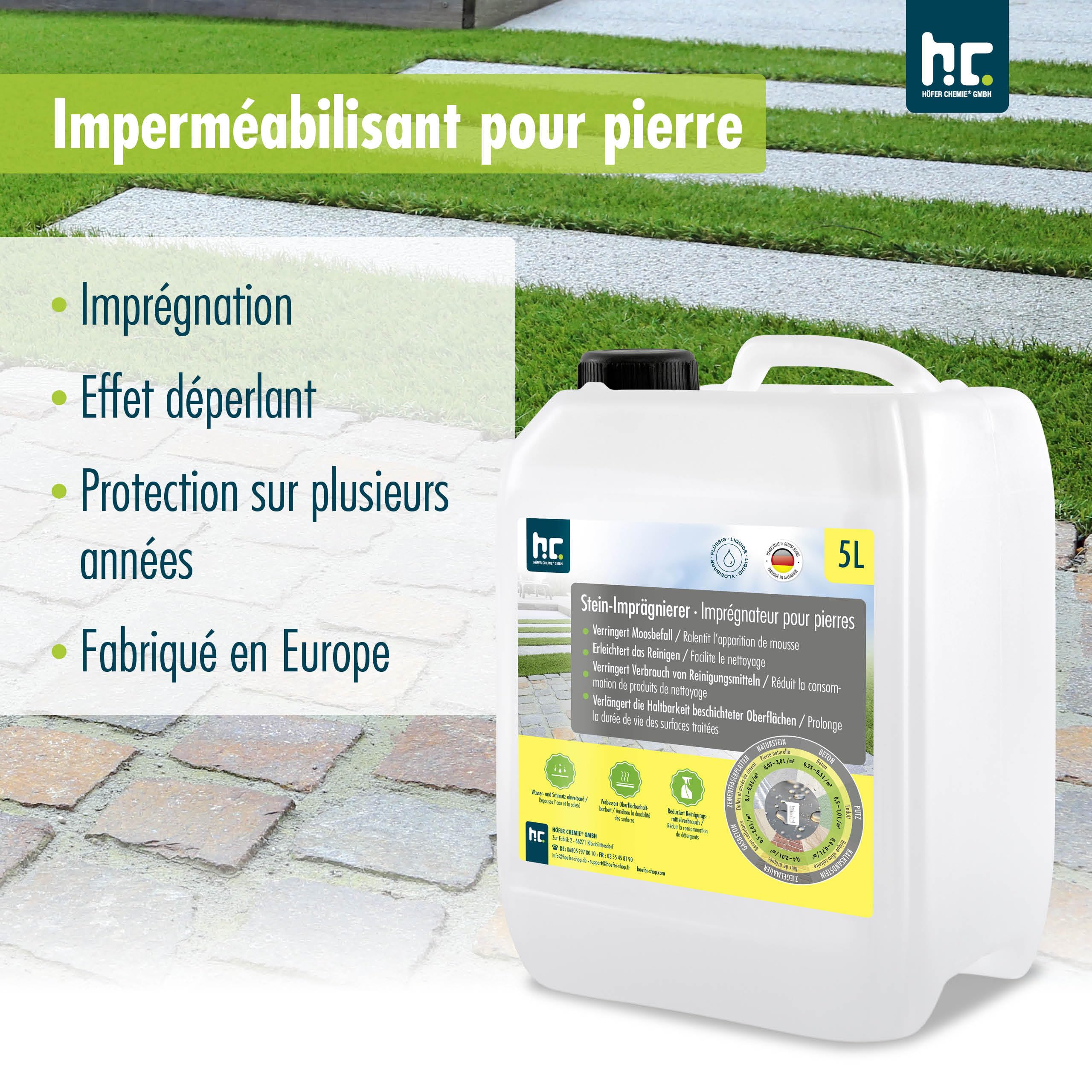 Höfer Chemie 5 L Imperméabilisant pour Pierre - Effet Perlant
