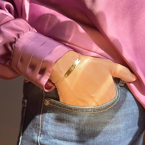 Miniatura 3 de Danique - Pulsera con estampado de pata y nombre Pulsera grabada a medida para perro, gato, mascota bar Chapado en oro de 14 quilates o plata