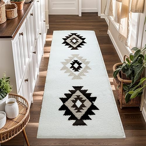 Yancorp Alfombra de baño bohemia de 20 x 60 pulgadas, lavable, alfombra de pasillo antideslizante y absorbente, alfombra de baño con parte trasera