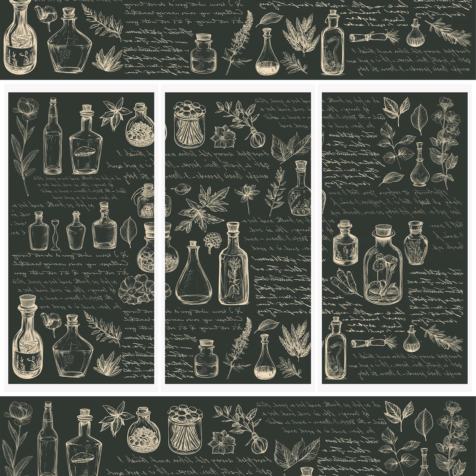 WANDIC 3 Sheets Rub On Transfer Stickers Retro Herbs Pattern Waterproof Decals Furniture Craft Embellishments for DIY Scrapbooking Photo Albums,15 * 30cm — image 1