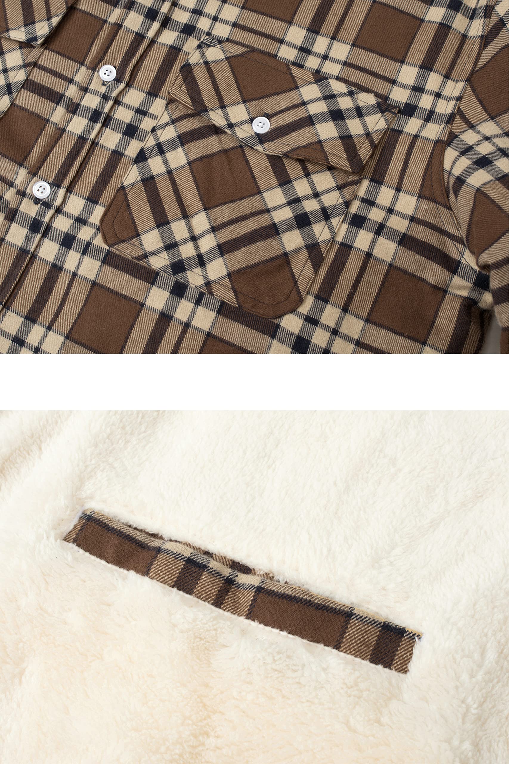 TACVASEN Uomo Camicia Termica in Pile Camicia di Flanella Camicia da Boscaiolo Casual Giacca