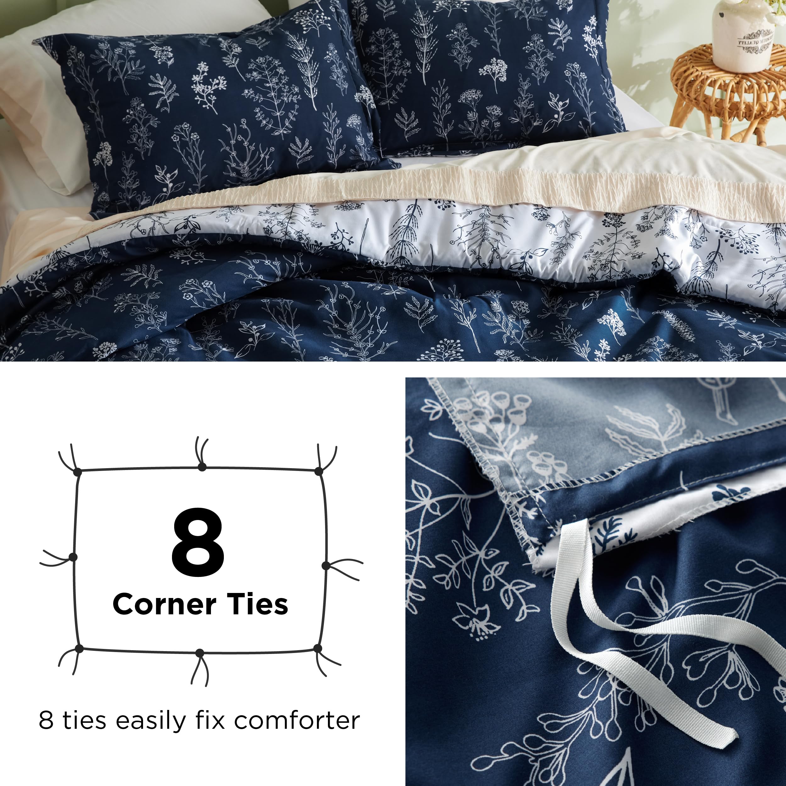 Amazon.com: Bedsure Twin/Twin XL Duvet Cover - Reversible Navy