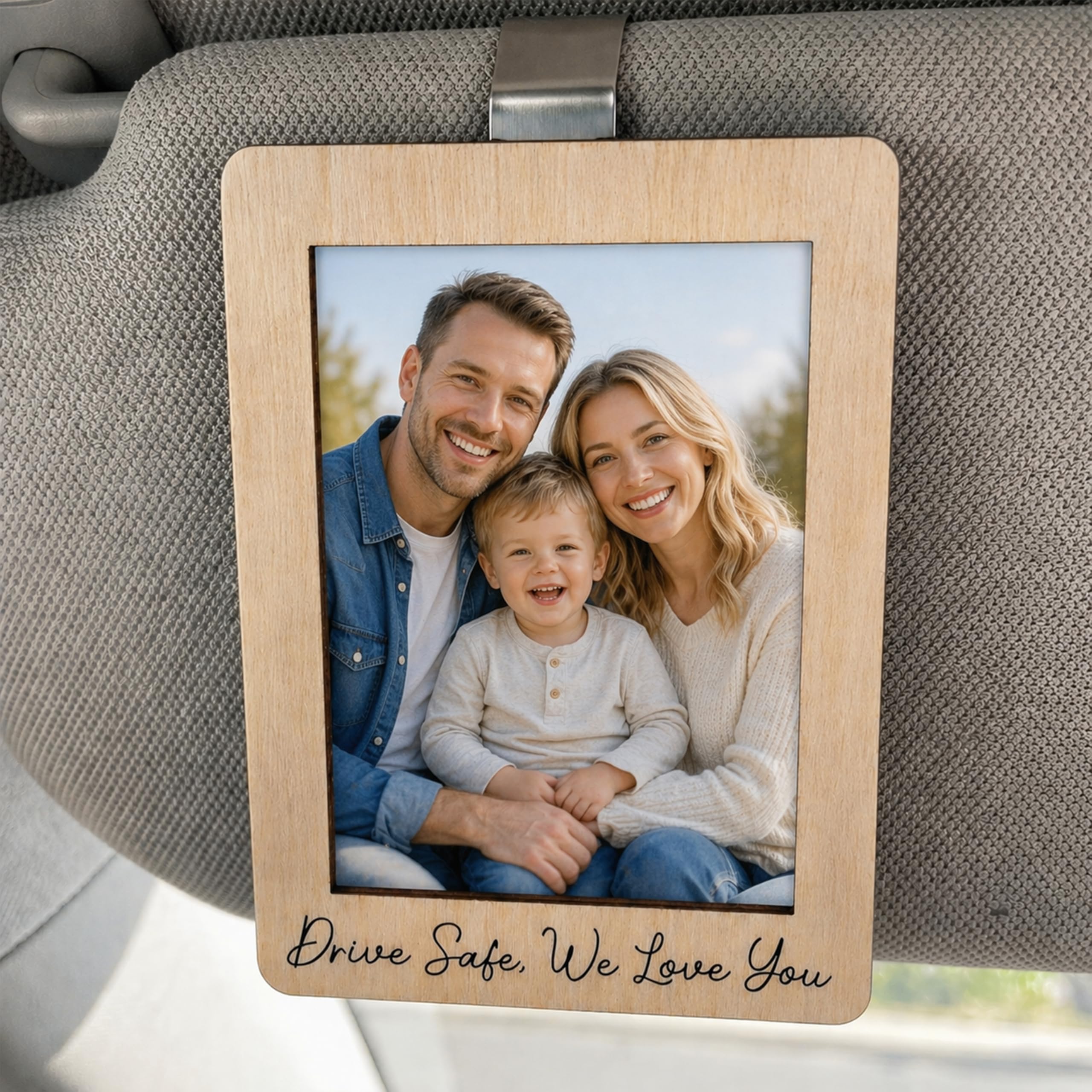 Hangwoous Car Visor Picture Frame, Drive Safe I Love You Visor Clip, Car Picture Holder, Drive Safe Car Visor Clip, Fathers Day Keepsake, Car Picture Frame, Cars Photo Holder