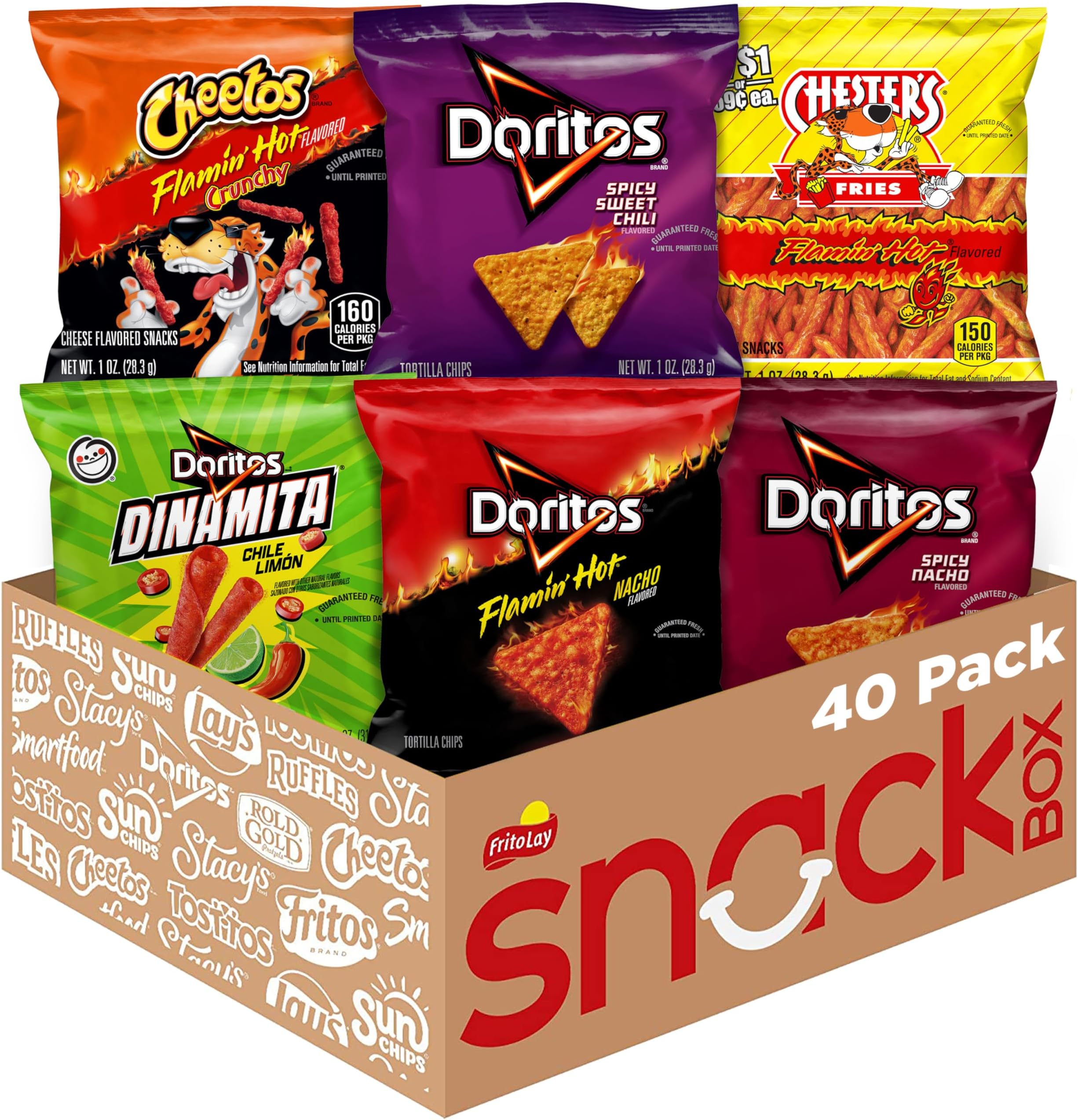 Frito-Lay Fiery Mix Variety Pack, (Pack of 40)