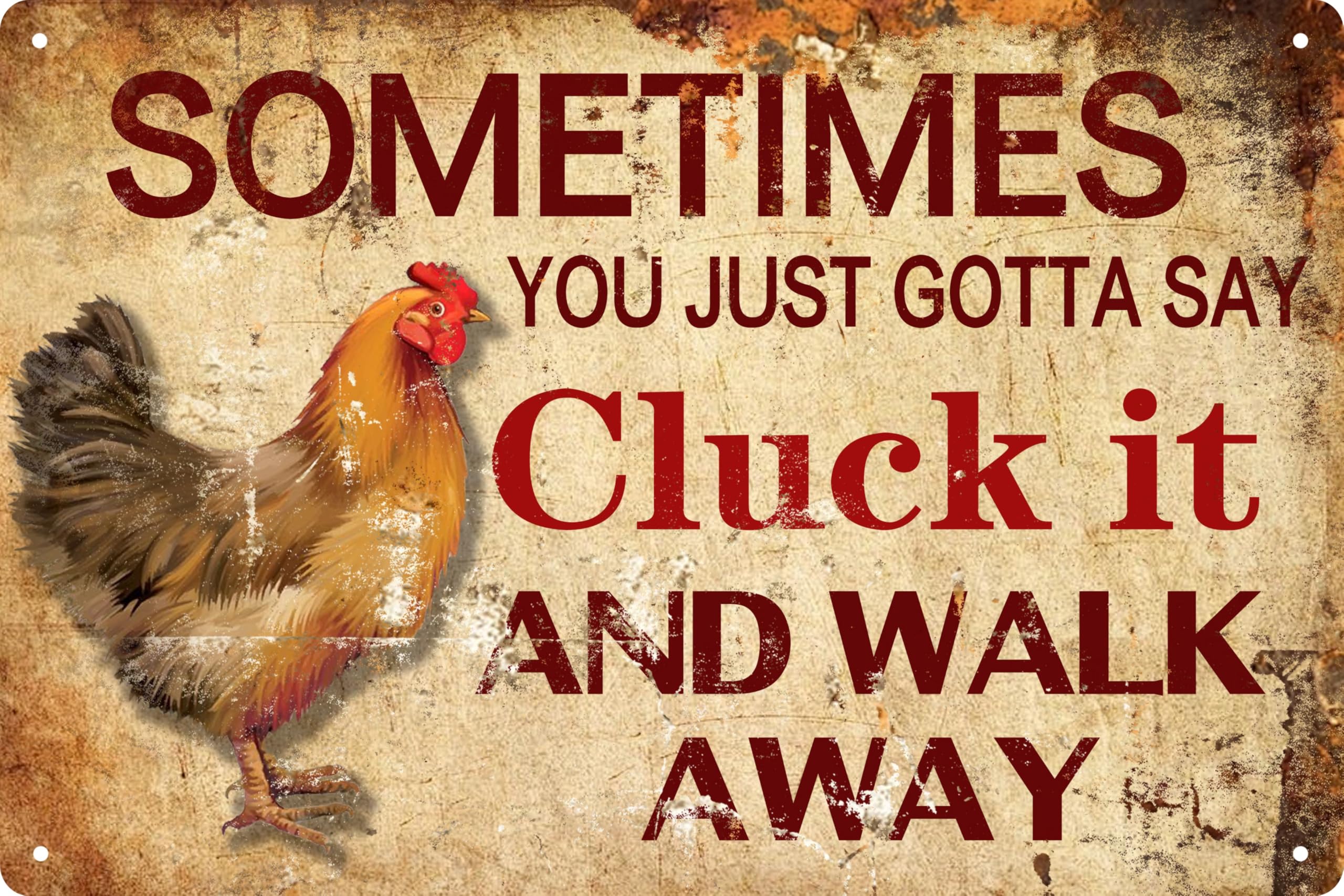 Chicken Cluck It Funny Metal Tin Sign Novelty Home Room Decor Wall Decor Bathroom Bar Cafe Garage Farmhouse Decor 8x12 in