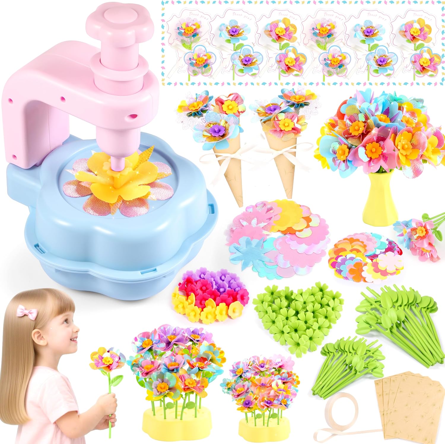 Kids Crafts, Arts and Crafts for Kids 4-6, Craft Kits, Frozen Toys, Fabric Flower Bouquets Toys, 6 Year Old Girl Birthday Gift, 8 Year Old Girl Birthday Gift, Christmas Gifts Halloween Crafts