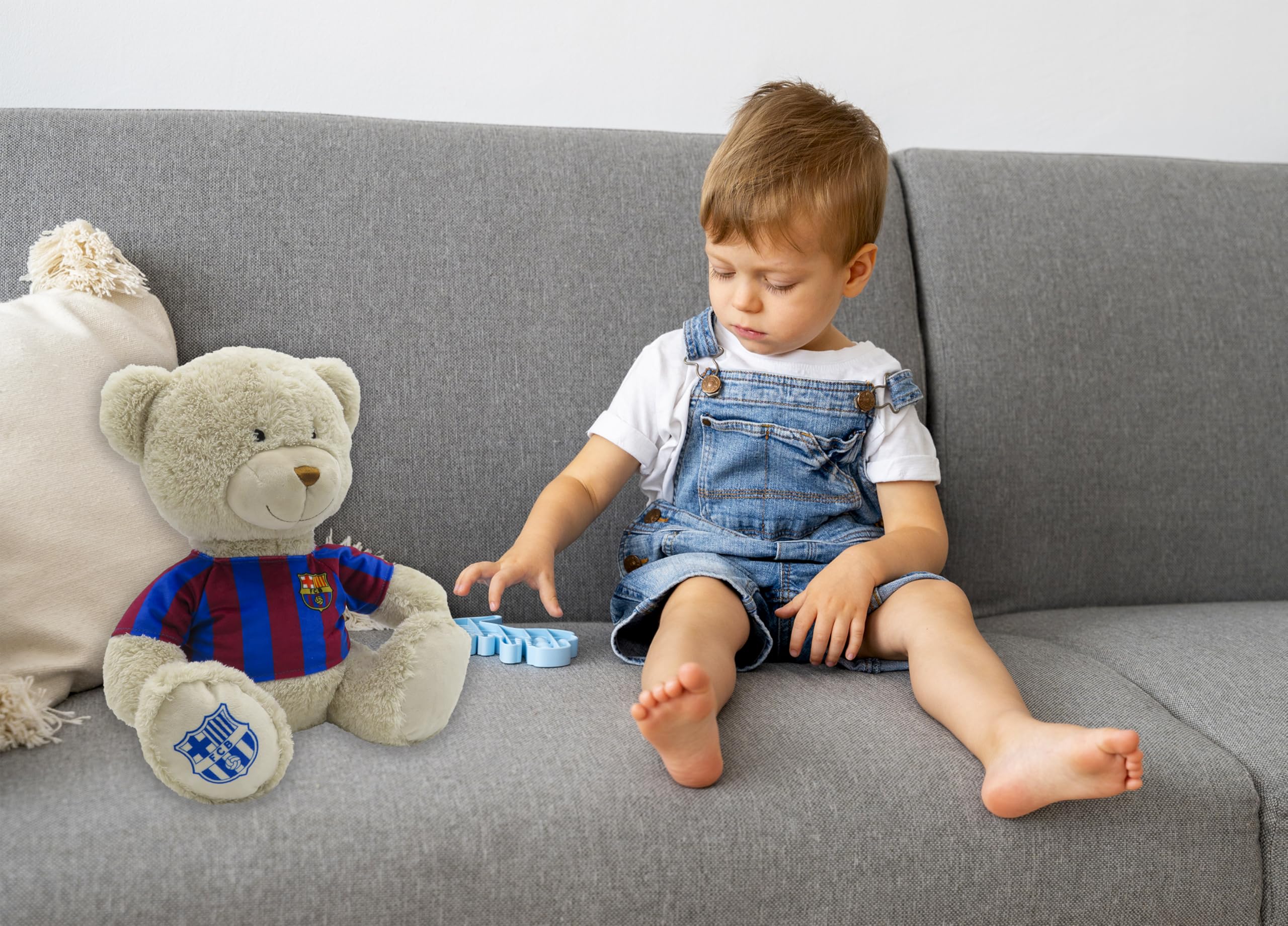 FC Barcelone Ours en Peluche 35 cm T-Shirt Barça Beige Officiel