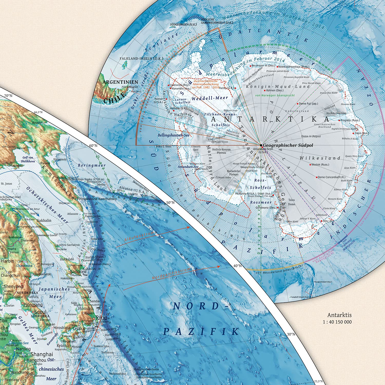 fisici Mappa del mondo con 4 oltre a carte