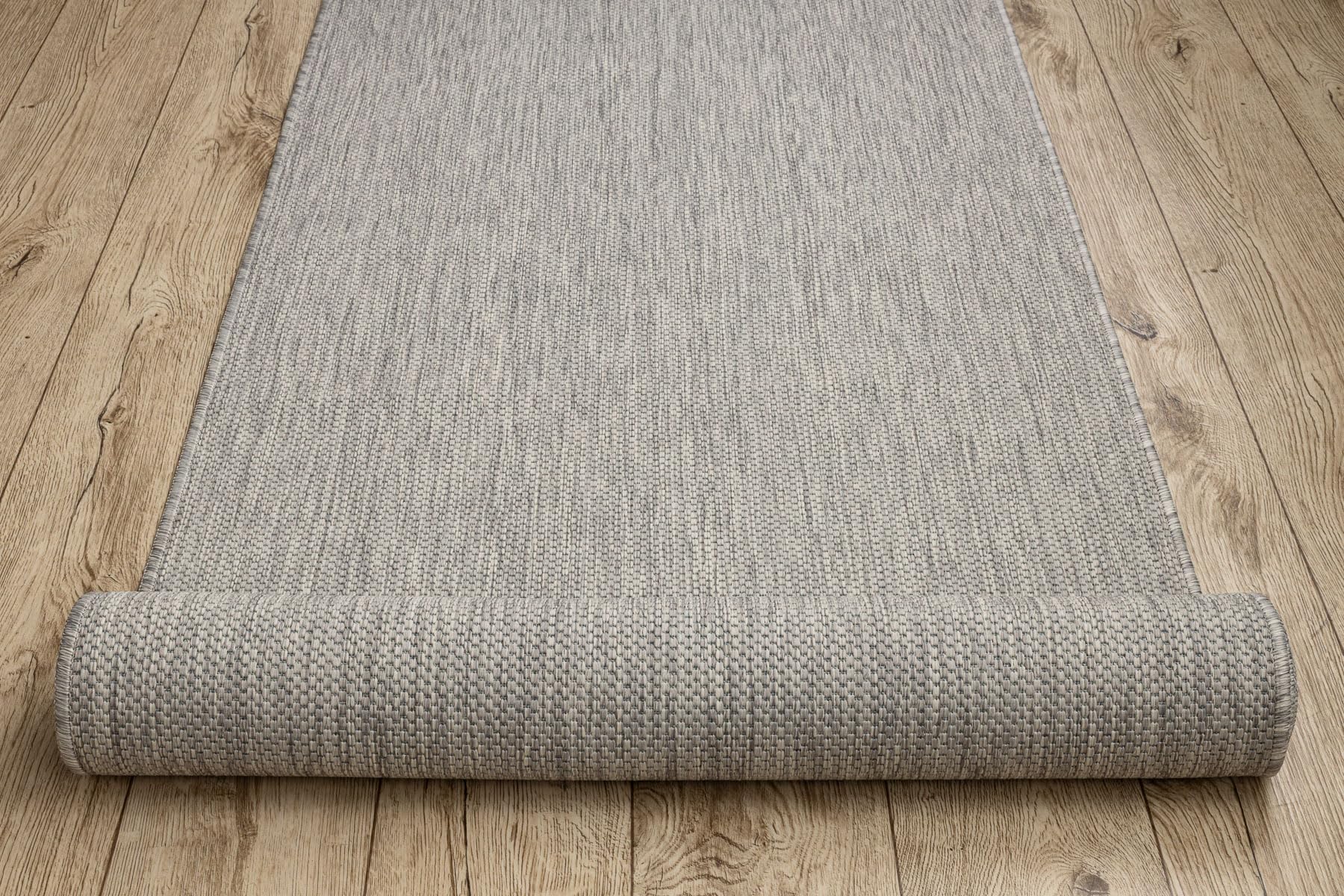 rugsx Teppichläufer SION Sisal Optik, flachgewebter Läufer, strapazierfähig & pflegeleicht, Indoor Outdoor, Küche Flur Balkon Terrasse, grau 80x400 cm