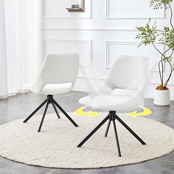 Swivel Dining Chairs, Kitchen Chairs Set of 2 | 180 Smart Auto-Return, Ergonomic Backrest, Upholstered Sillas para Comedor, Modern Dining Chair Set of 2 for Kitchen, Home Office