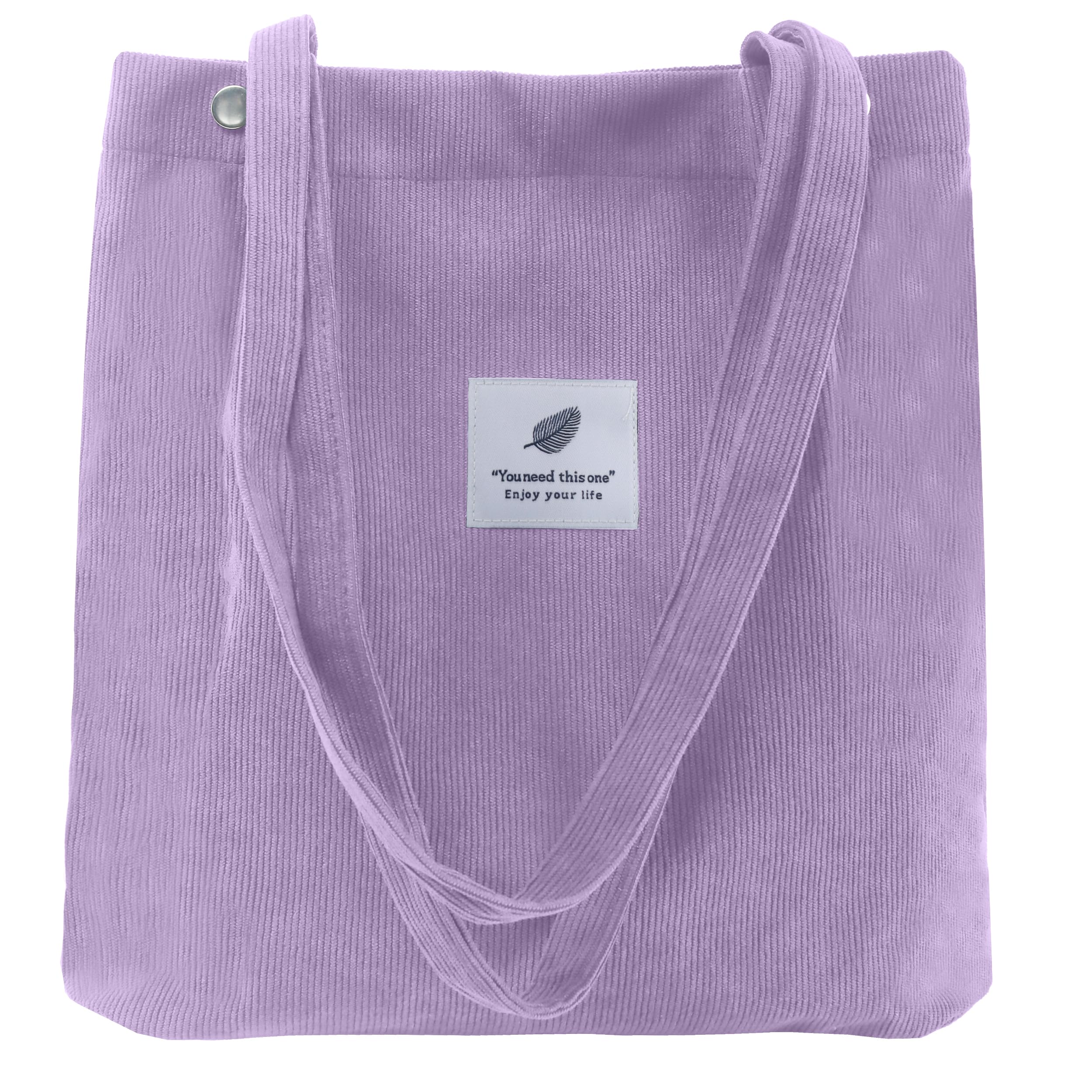 Corduroy Tote Bag, Work Shoulder Purse with Snap for Women