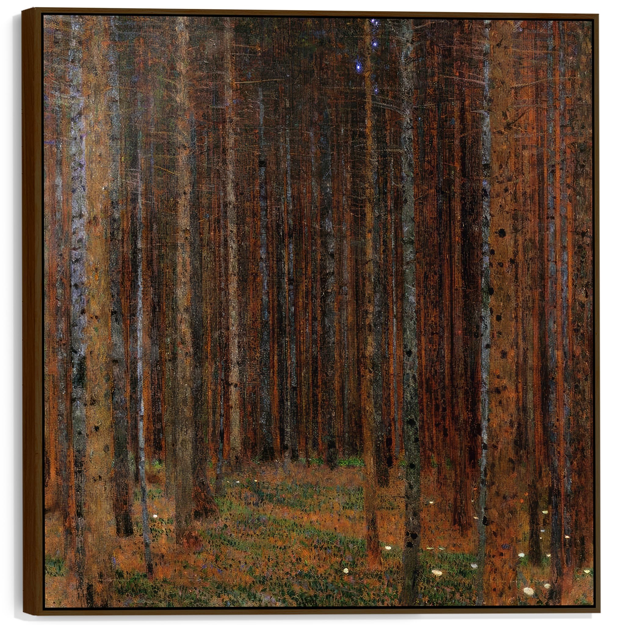 Wallfillers Large Gustav Klimt Tannenwald Framed Forest Wall Art Canvas of Fir Trees - 100cm x 100cm