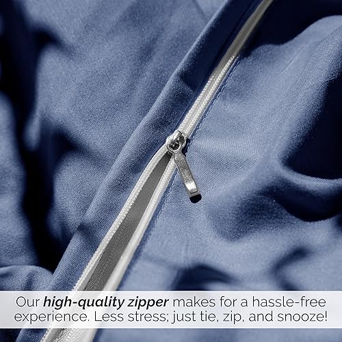 Miniatura 4 de Southshore Fine Living, Inc. Juego de funda de edredón plisada con cremallera y lazos en las esquinas, suave y acogedora colcha de 3 piezas con dos