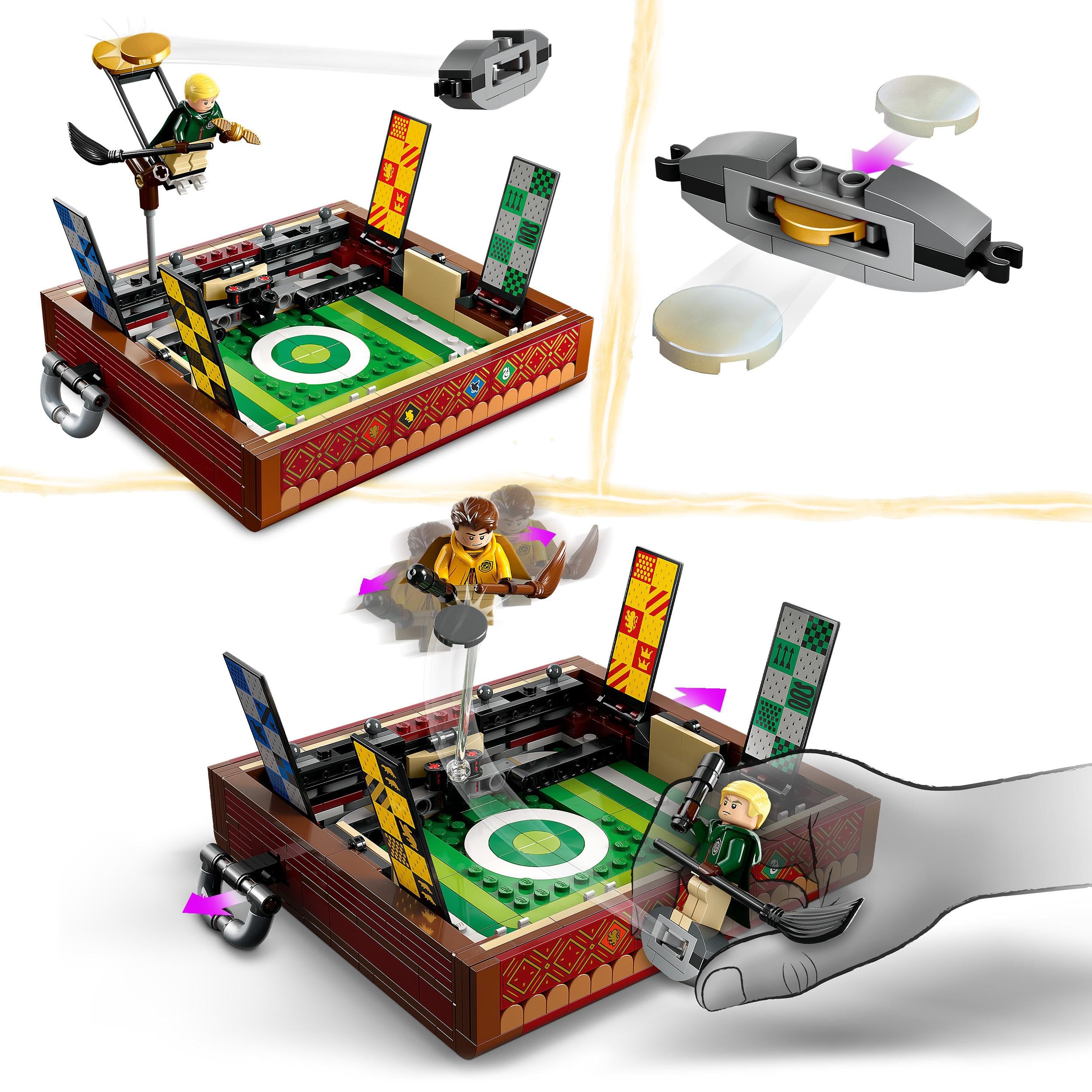 LEGO 76416 Harry Potter Quidditch Koffer, Spielzeug Set zum Bauen, Solo- oder 2-Spieler, 3 Verschiedene Quidditch-Spiele mit Draco Malfoy und Cedric Diggory Minifiguren, Hausbanner & Goldenem Schnatz