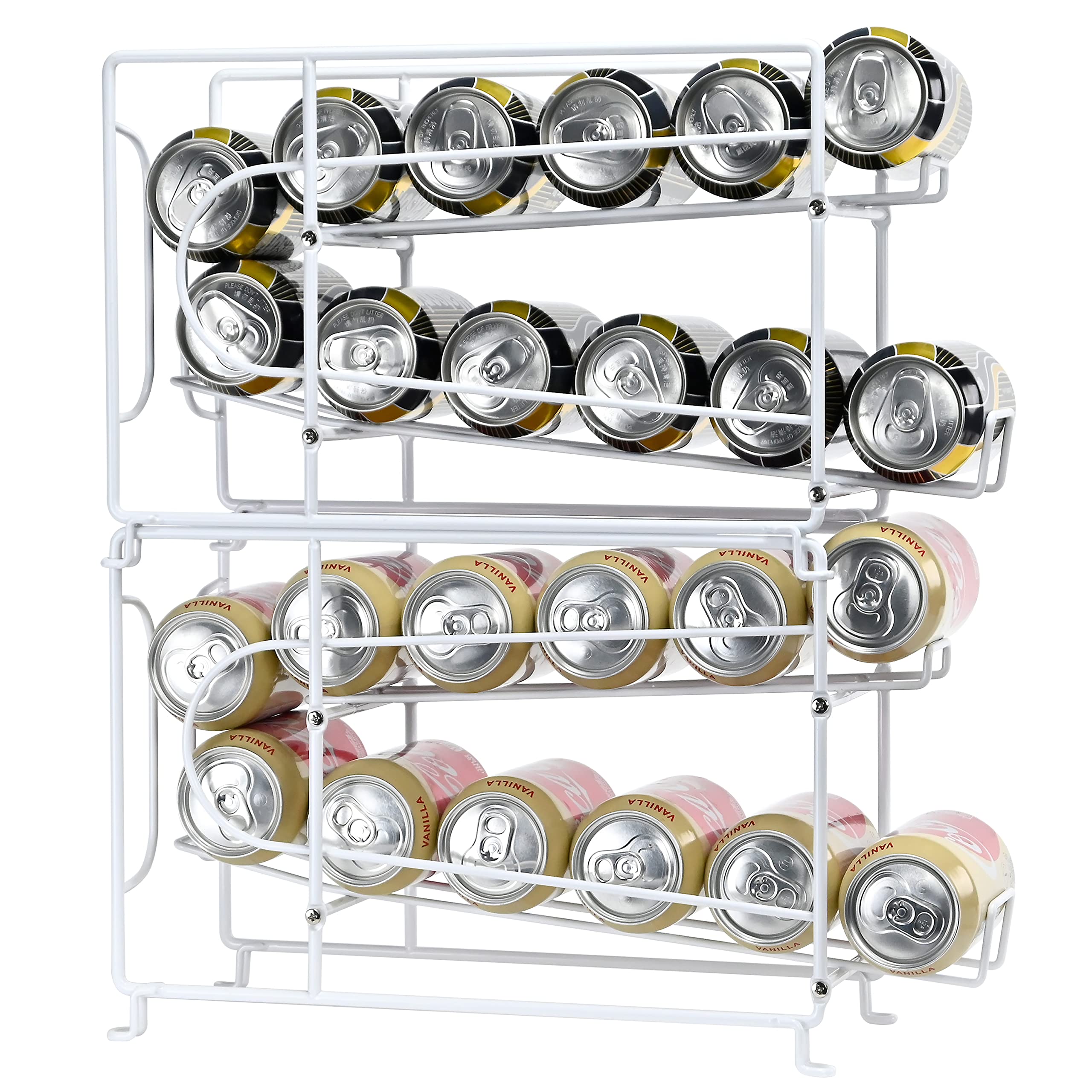 SUFAUY Paquete de 2 latas de sopa, organizador de latas de almacenamiento, apilable para bebidas, mini dispensador de latas para despensa/refrigerador, blanco