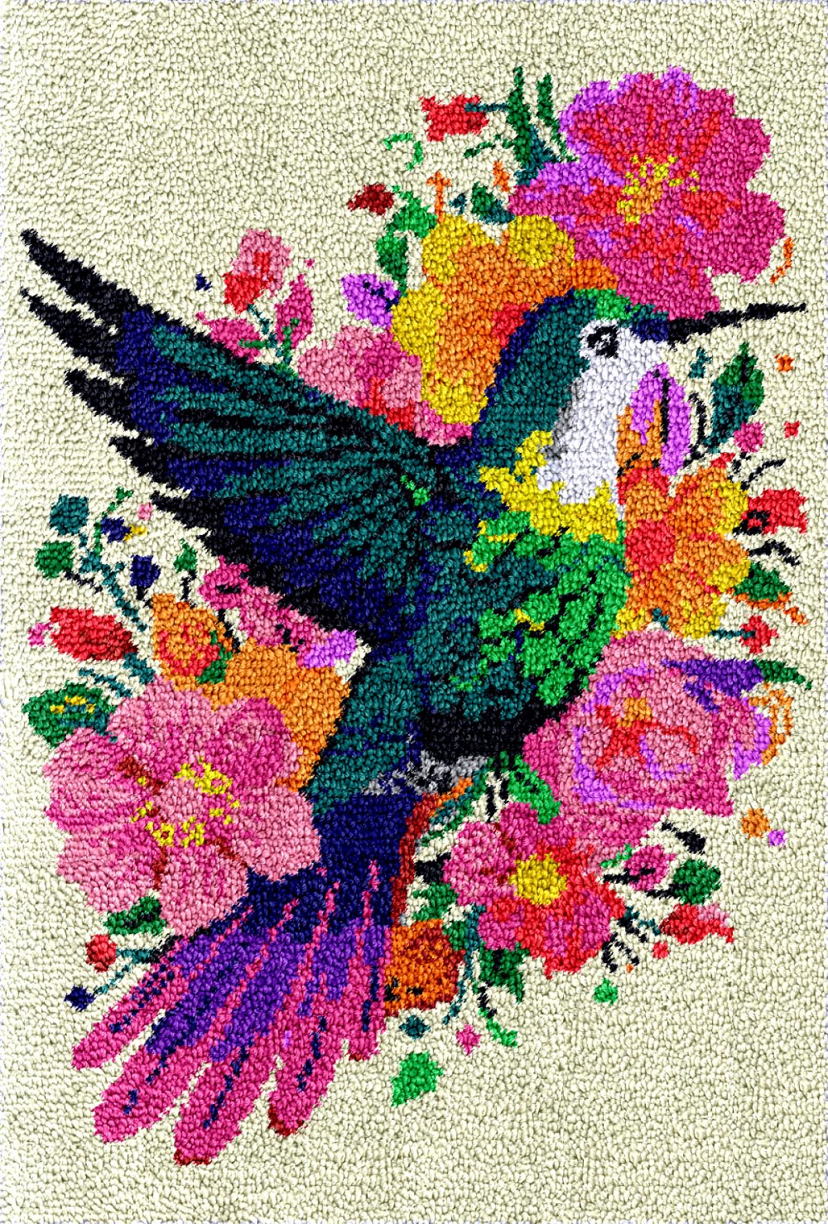 Diy Kit Manualidades Adultos Kit De Aguja De Lengüeta De Pájaros Y Flores，Kits De Alfombra Con Aguja De Lengüeta De Flores De Fantasía Para Adultos Y Principiantes，Kit De Costura Para Al 21x29in