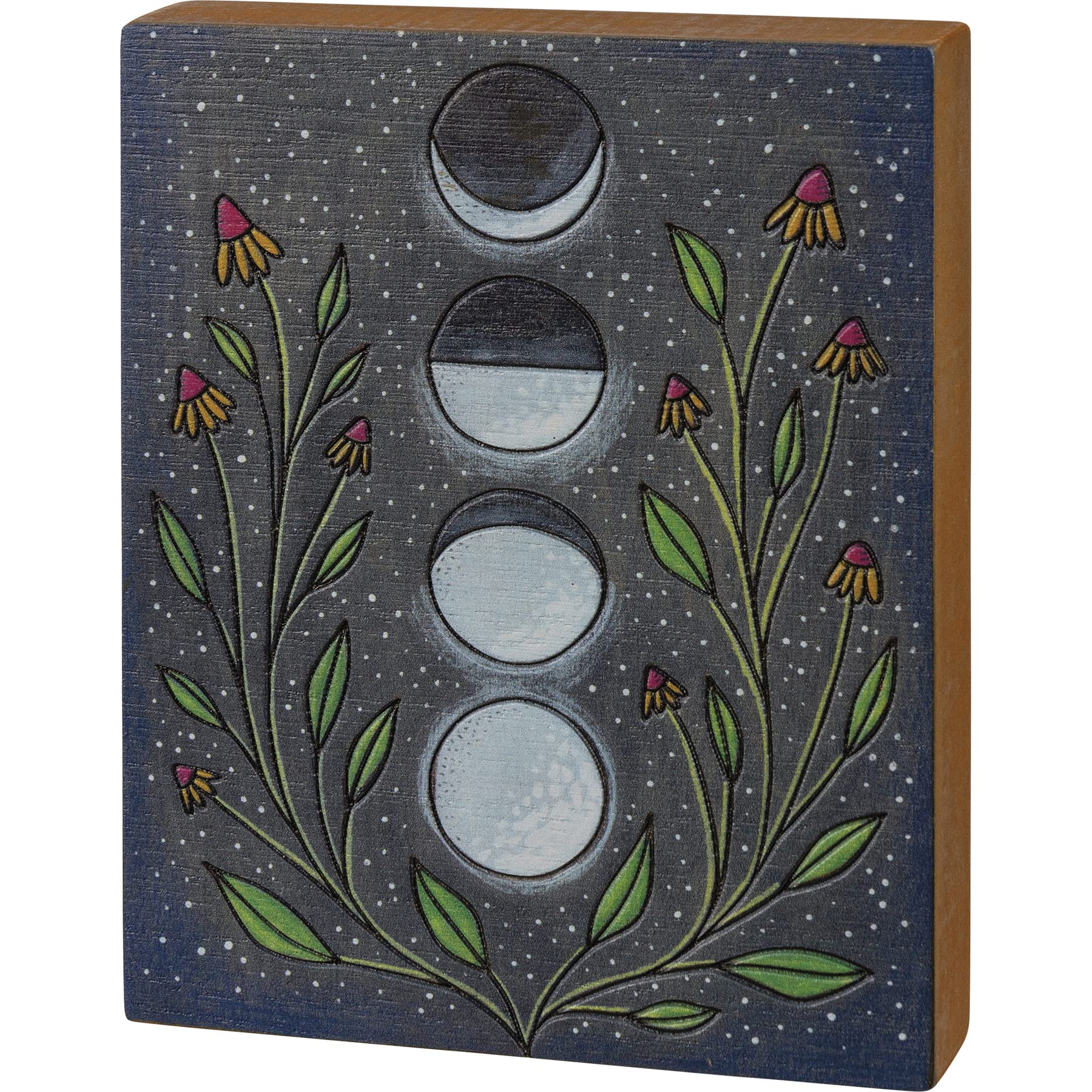 Panneau décoratif en bois pour habiller un petit mur fleurs lune