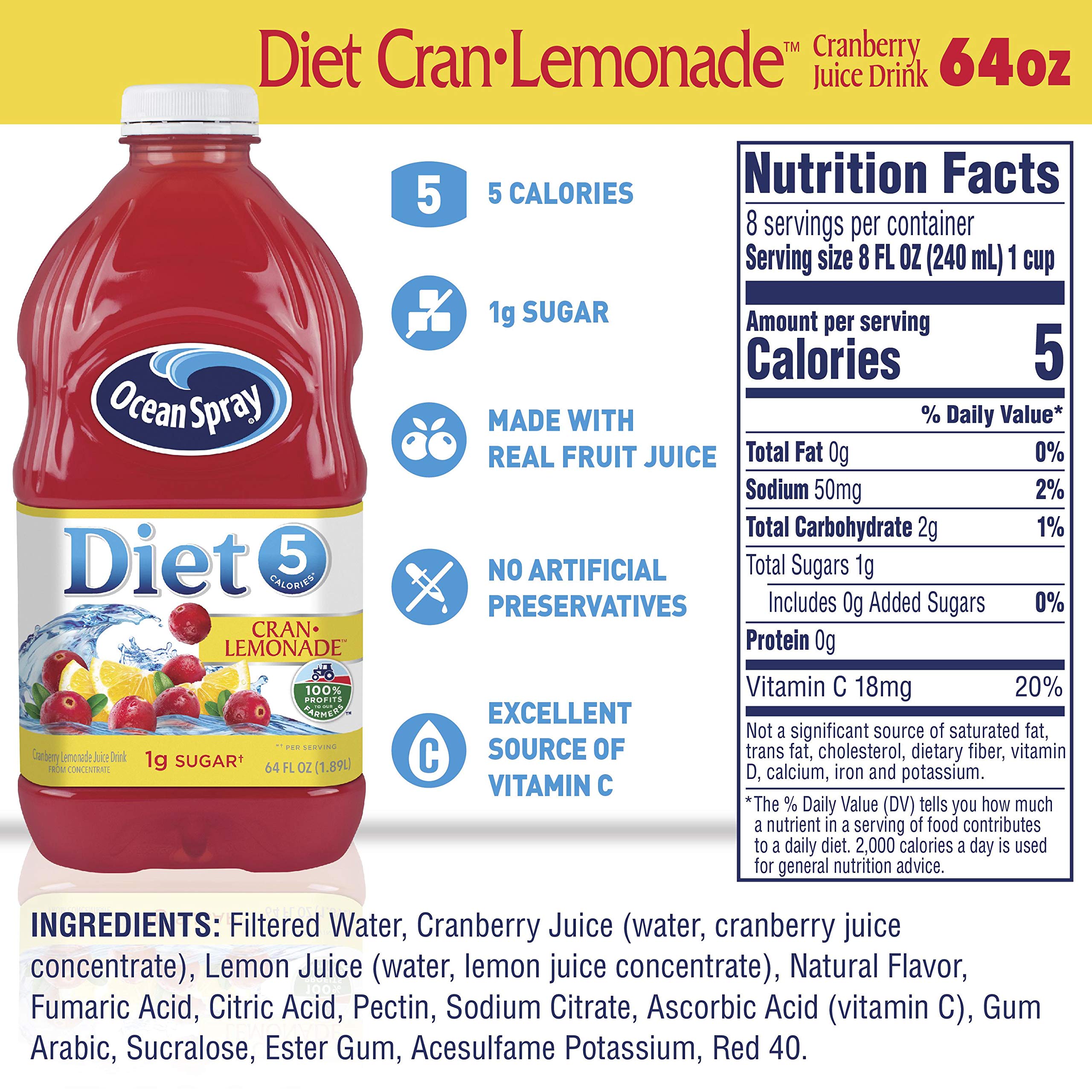 Ocean Spray® Diet Cran-Lemonade™ Cranberry Lemonade Juice Drink, 64 Fl Oz Bottle