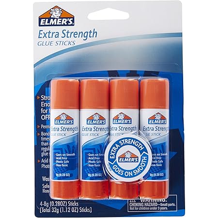 Elmer's Extra Strength Glue Sticks, Washable, 8 Grams, 4 Count