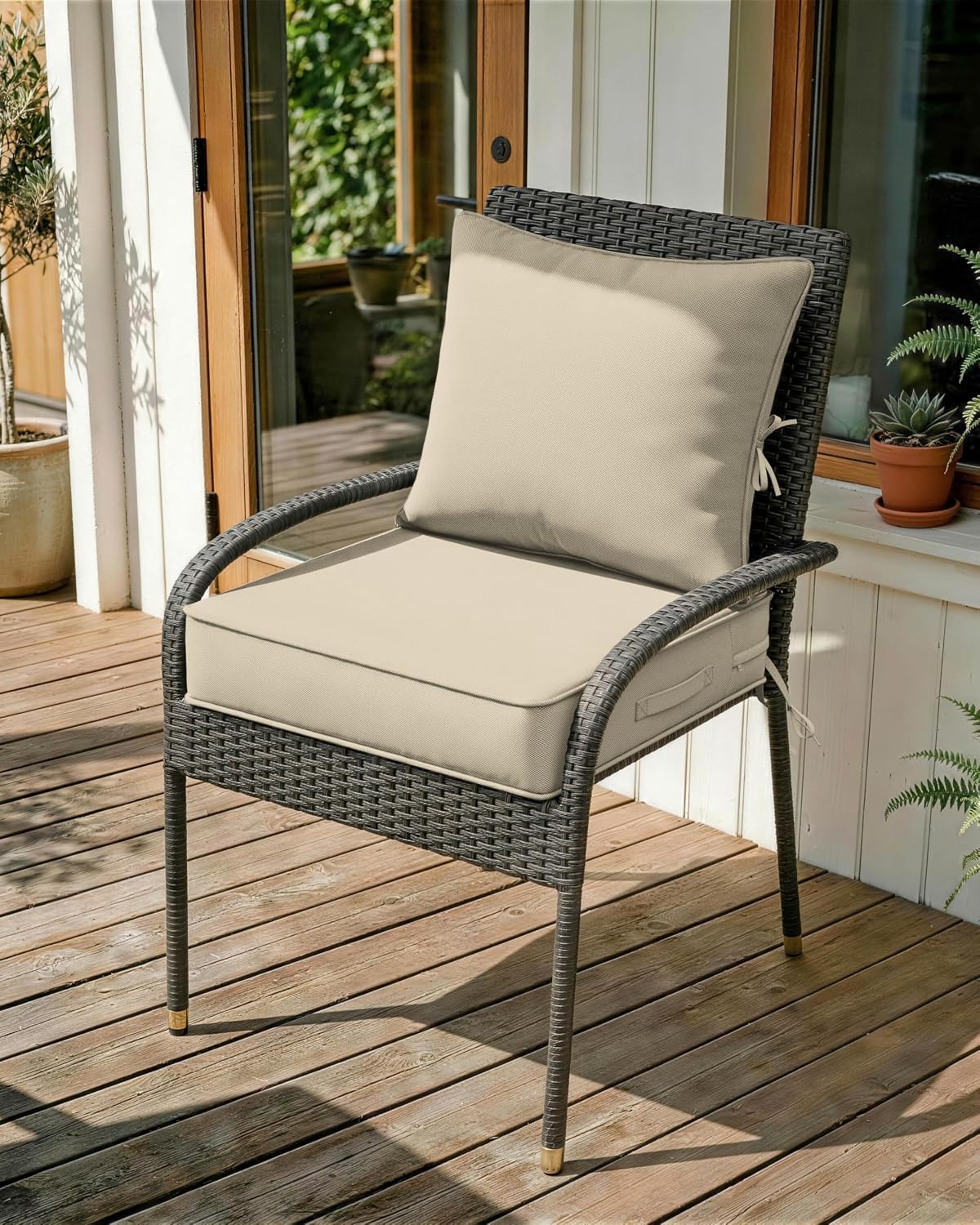 6 Pcs Outdoor Patio Cushions Covers Sets Replacement Waterproof with Zipper - 24 × 24 × 4, 23 × 20, for Wicker Dining Rocking Sofa Chairs, Covers Only