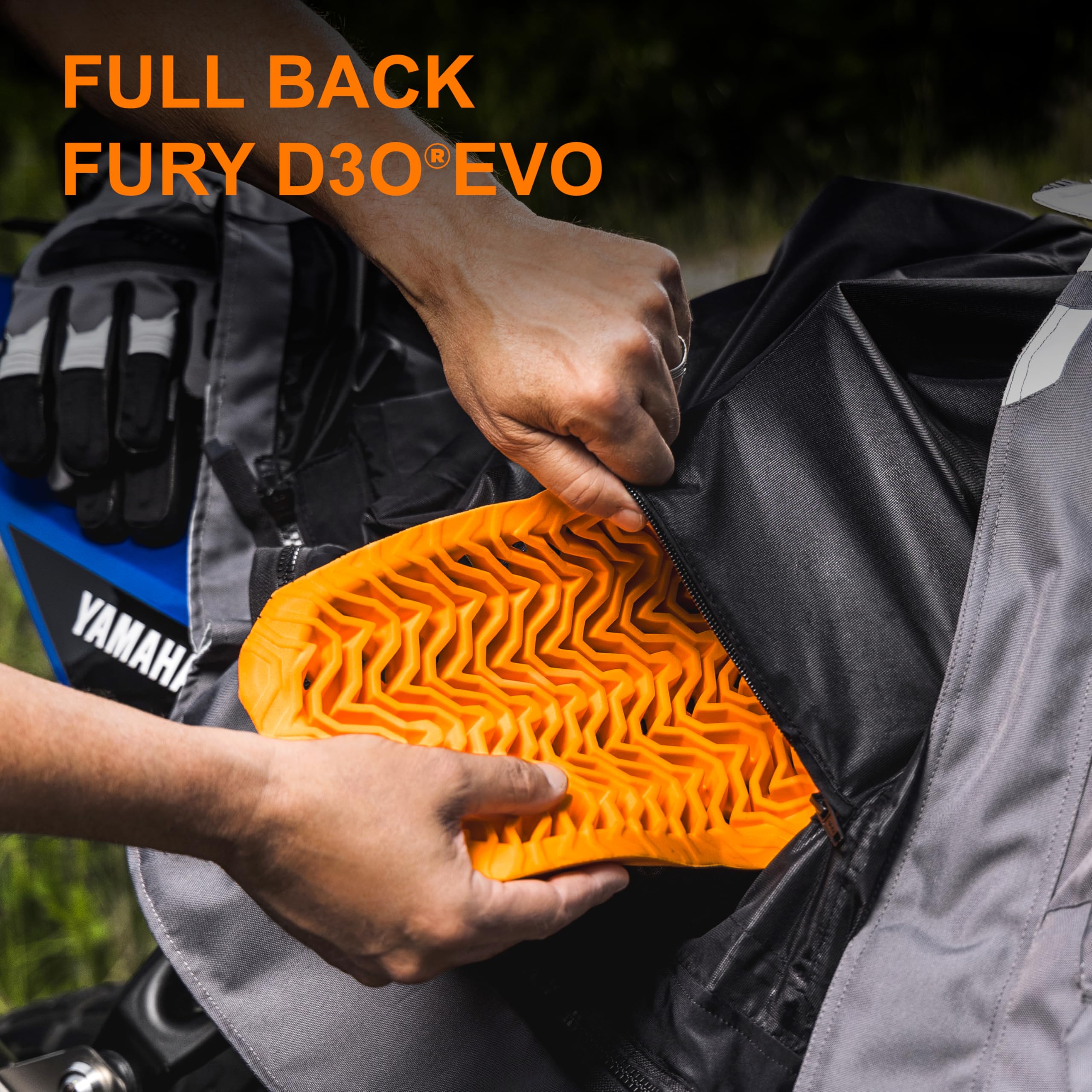 Furygan D3O FULL BACK FURY - ochrona Fullback - technologia D3O - ochraniacz na tył motocykla i dopasowanie kurtki - wysokie bezpieczeństwo i komfort - ergonomiczne - morpho-fit