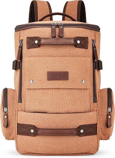 FUR JADEN Eco Friendly Travel Laptop Backpack Made of Water Resistant Sustainable Canvas and Vegan Leather for Men and Wom...