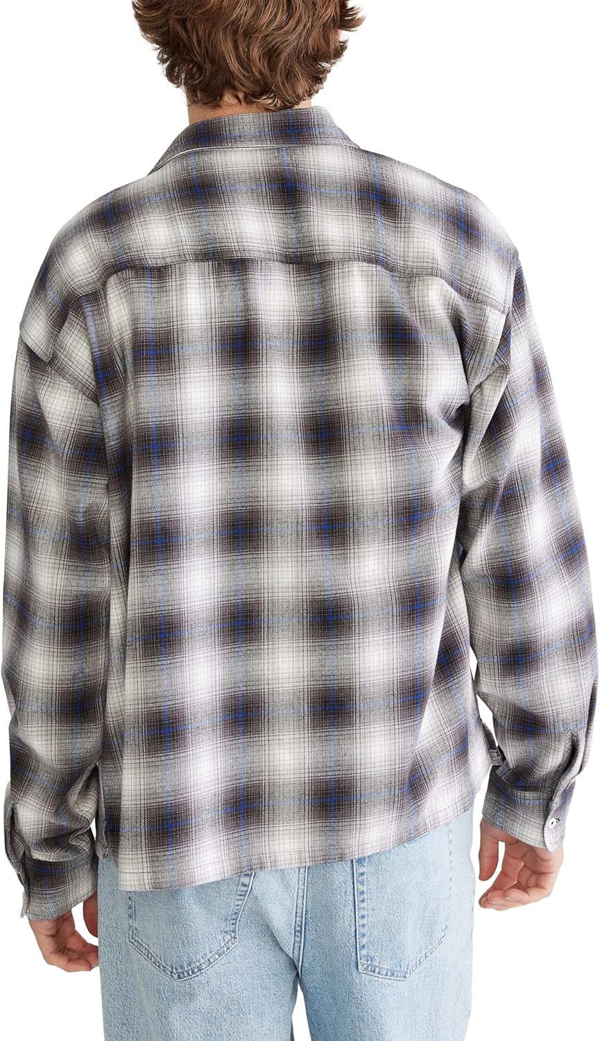 Aeropostale Men's Long Sleeve Plaid Boxy Flannel Shirt