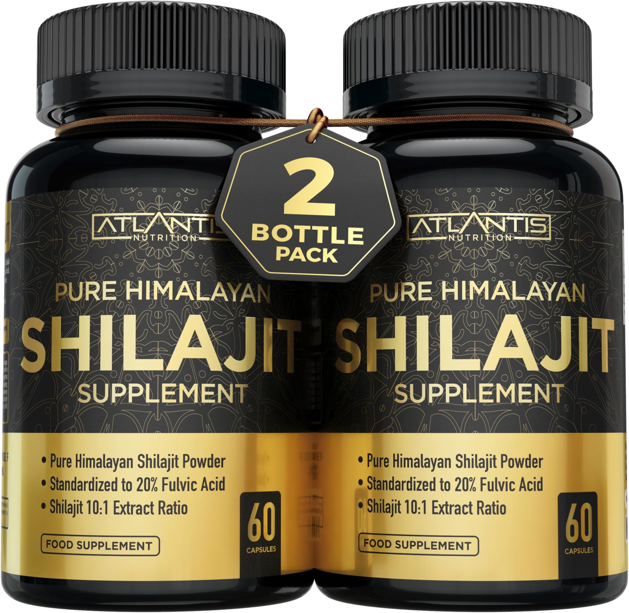 Shilajit Supplement - Pure Himalayan Authentic Shilaijt Resin Capsules Formulated with 20% Fulvic Acid - 10:1 Extract 10,000mg Extra Strength - Made in The USA - Shilajit for Men & Women 120 Capsules