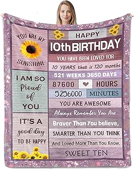 10 Year Old Girl Birthday Gifts, Gifts for 10 Year Old Girl, 10th Birthday Decorations, Best Presents for 10th Girls Ideas Blanket 40"x50"